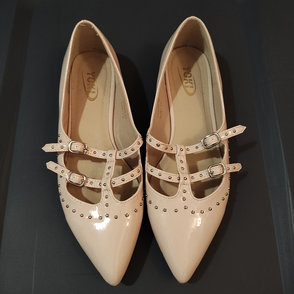 nude stud ballet flat